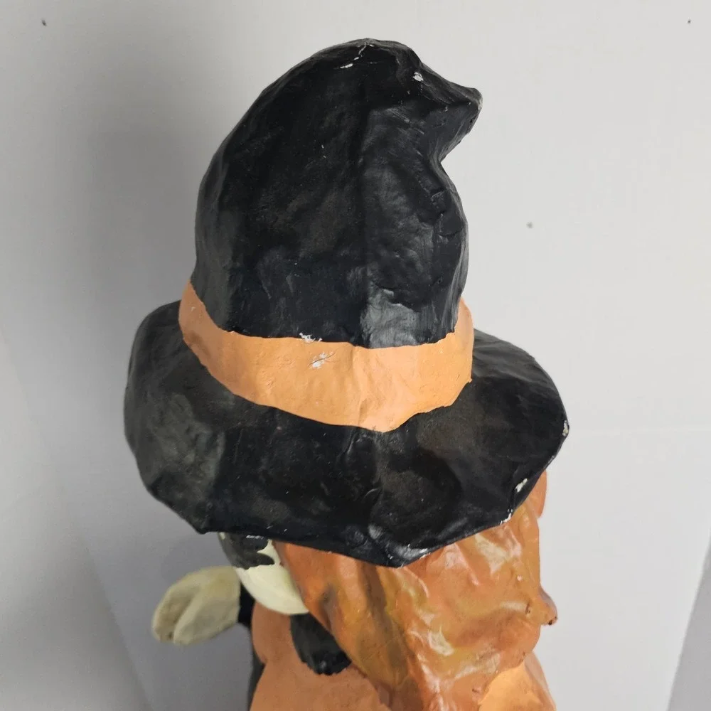 Vintage Halloween Paper Mache Scary Witch Trick Or Treater Greeter Y2K 90s 32